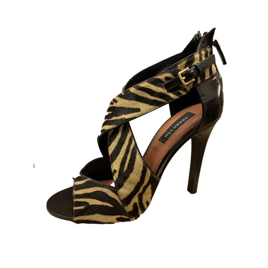 Falyn Cognac Black Tiger Haircalf Derek Lam Sandals