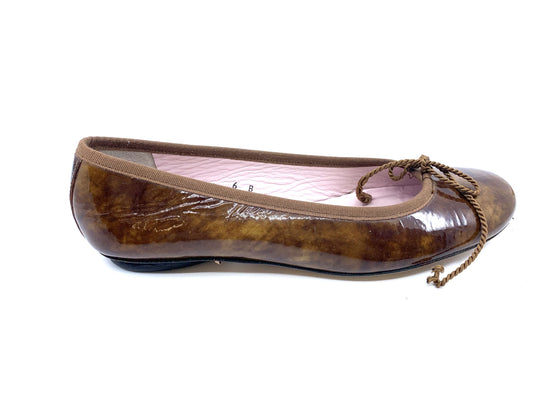 Country 39354 Tortoise Patent Leather Paul Mayer Ballet Flats-Brown-5-M
