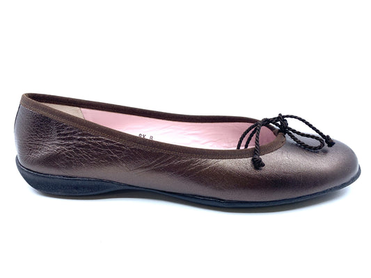 Love Bronze Leather Paul Mayer Ballet Flats