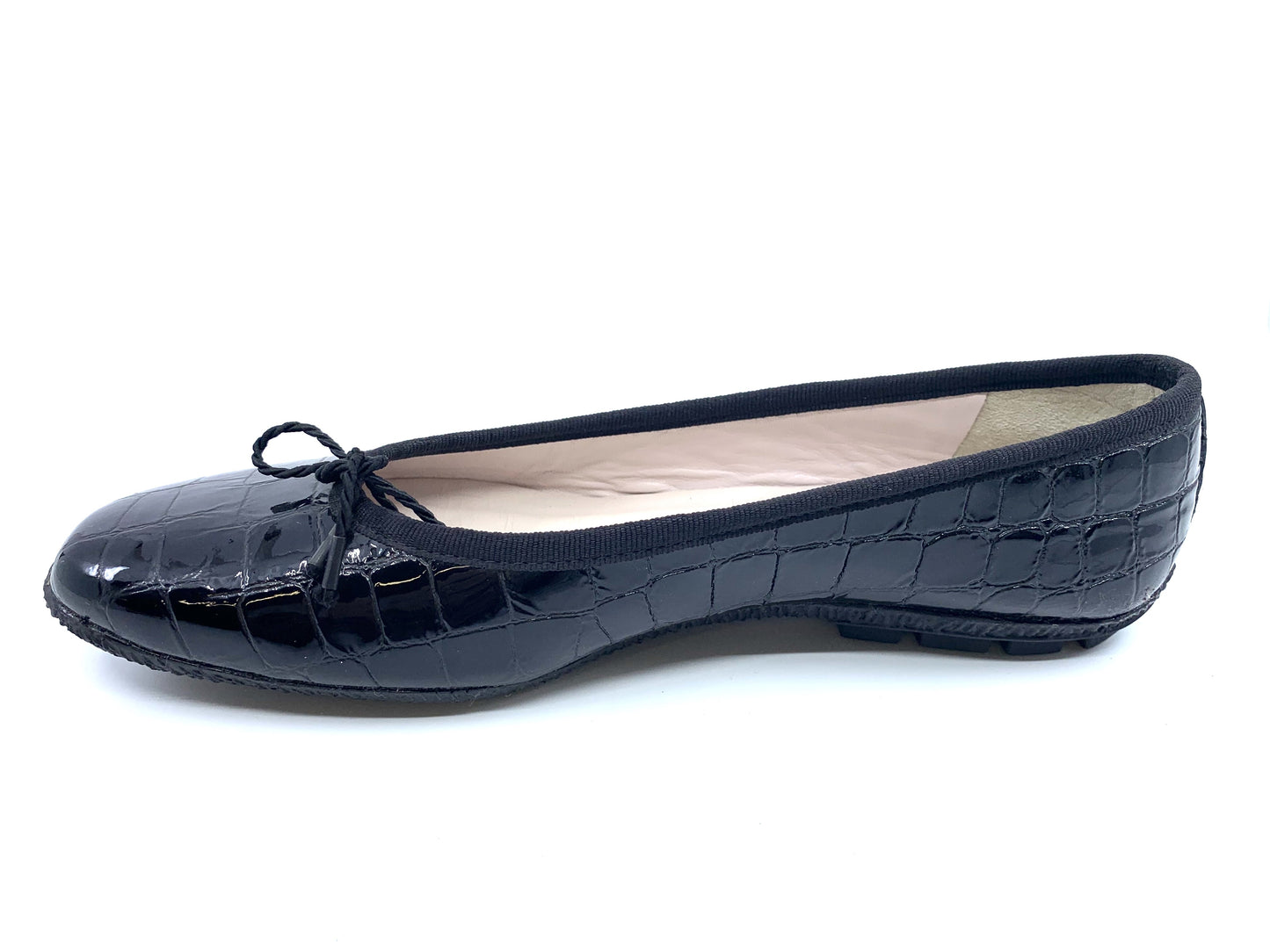 Country Black Crocodile Patent Leather Paul Mayer Ballet Flats