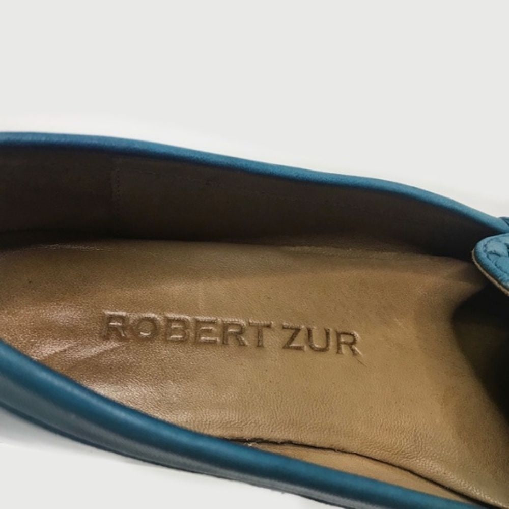 Perlata Blue Leathe Robert Zur Loafer Flats