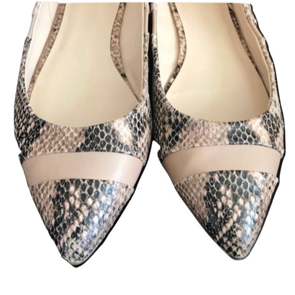 Obelie Beige Snakeskin Nine West Ballet Flats