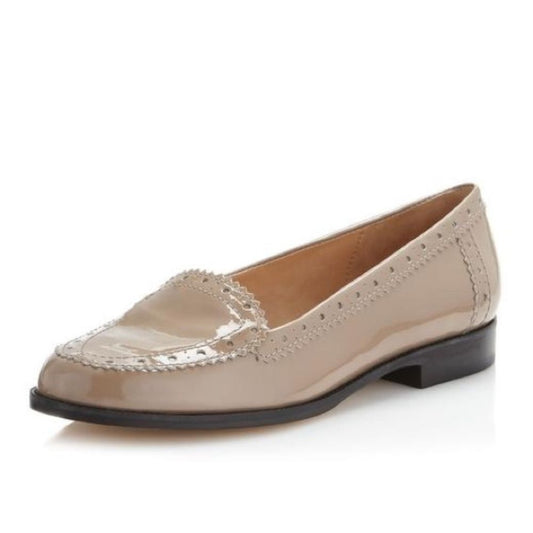 Rey Taupe Patent Leather Via Spiga Loafer Flats