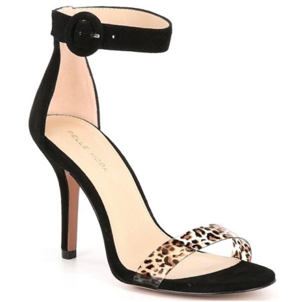 Kallie Black Suede Leopard Strap Pelle Moda Sandals