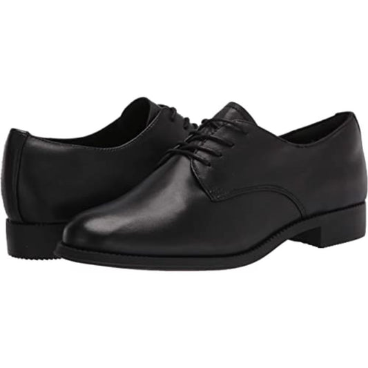 Rania Black Leather Easy Spirit Oxford Flats