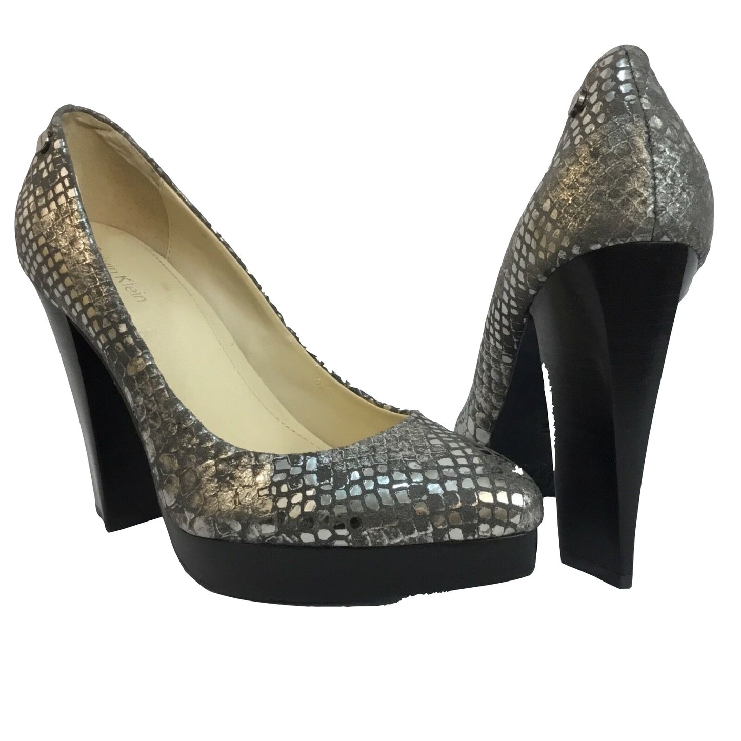 Emmy Anthracite Metallic Snake Calvin Klein Pumps