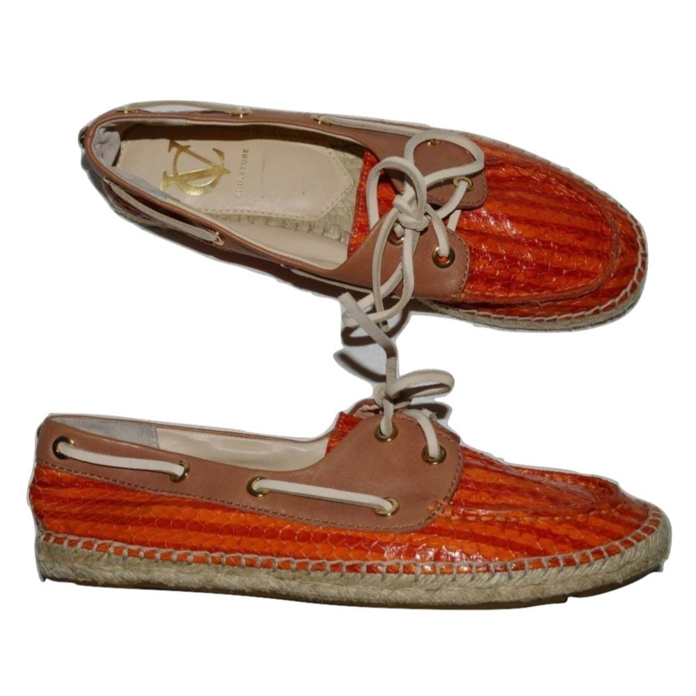 Vie Poppy Salmon Orange Leather Vince Camuto Signature Loafer Flats