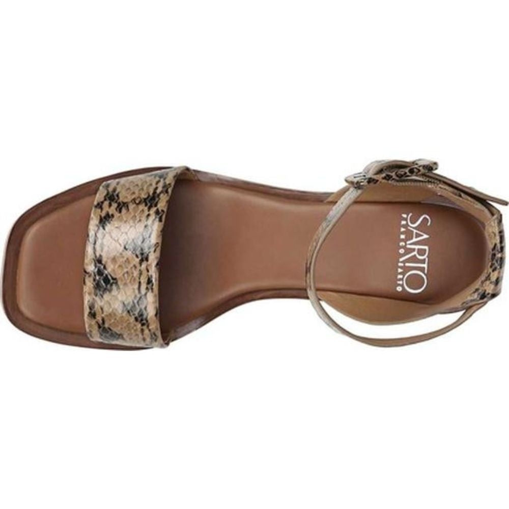 Risa Sandal Brown Water Snake Leather Franco Sarto Ankle Strap Sandal