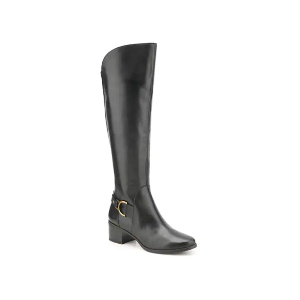 Jamee Black Leather Anne Klein Wide Calf Boots