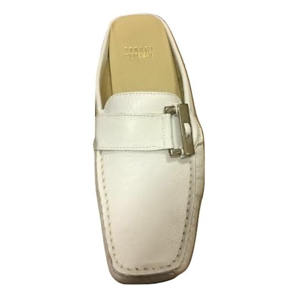 Manimule White Leather Stuart Weitzman Mule