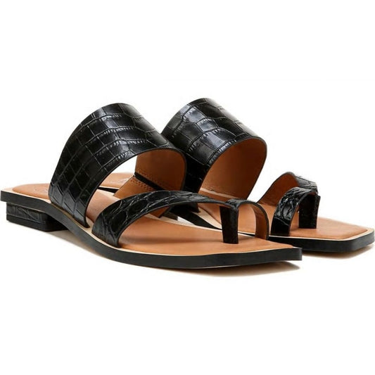 Ediana Black Crocodile Embossed Leather Franco Sarto Sandals